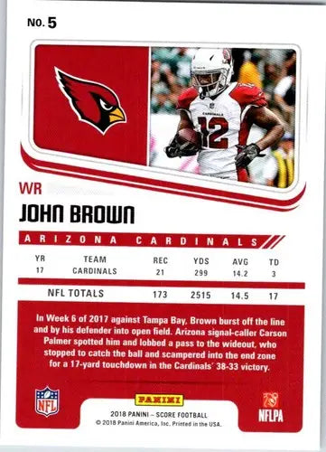 Original gloss of John Brown football card from 2018 Score #5 John Brown NM-MT Cardinals