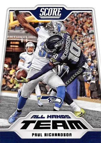Football trading card featuring Paul Richardson from 2018 Score All Hands Team series with original gloss