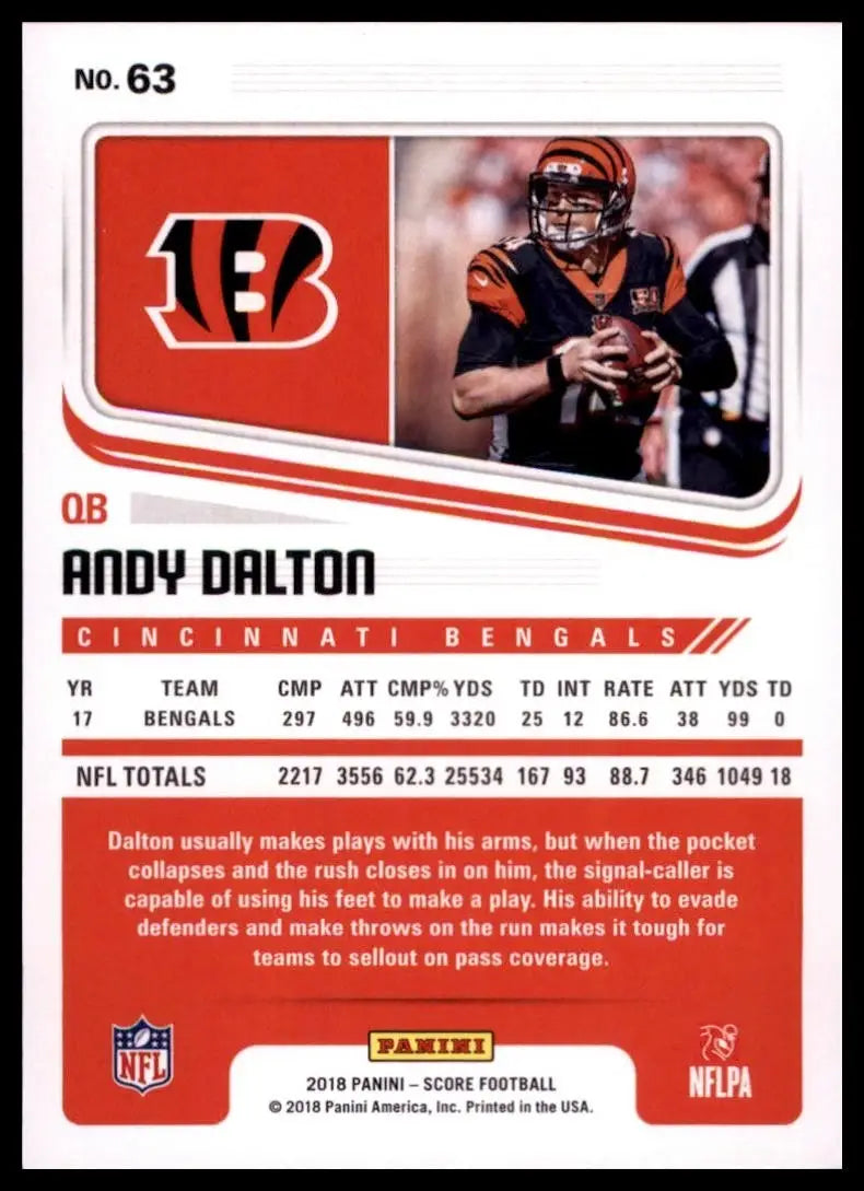 2018 Score - Andy Dalton #63 - Football Card Single