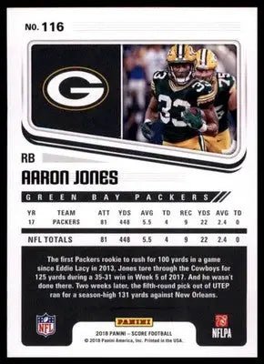 2018 Score Base Aaron Jones Green Bay Packers 116 - Football Card Single