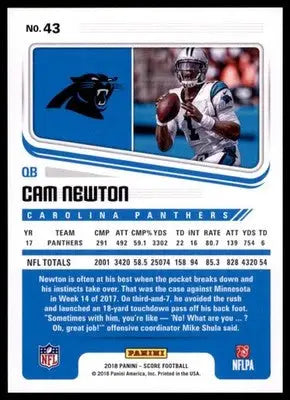 2018 Score Base Cam Newton Carolina Panthers 43 - Football Card Single