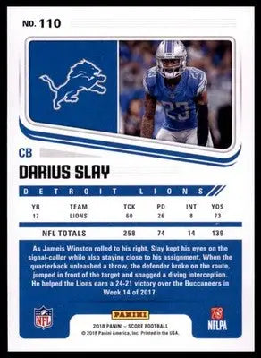 2018 Score Base Darius Slay Detroit Lions 110 - Football Card Single