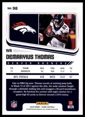 2018 Score Base Demaryius Thomas Denver Broncos 98 - Football Card Single