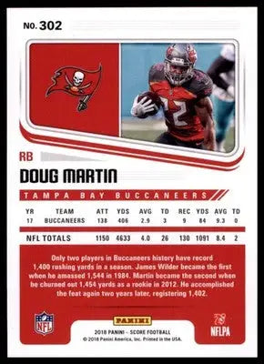 2018 Score Base Doug Martin Tampa Bay Buccaneers 302 - Football Card Single