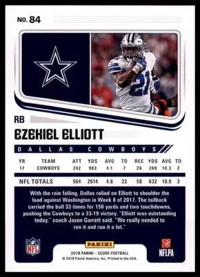 2018 Score Base Ezekiel Elliott Dallas Cowboys 84 - Football Card Single