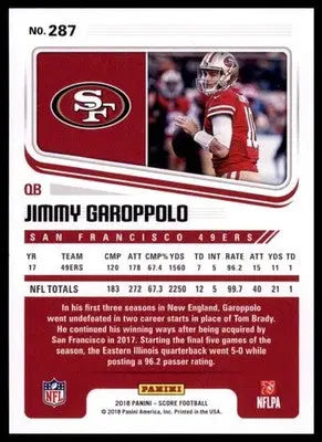 2018 Score Base Jimmy Garoppolo San Francisco 49ers 287 - Football Card Single