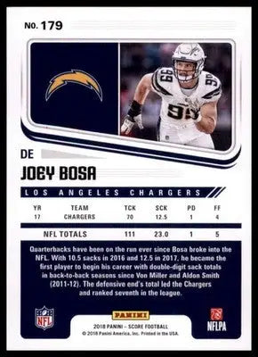 2018 Score Base Joey Bosa Los Angeles Chargers 179 - Football Card Single