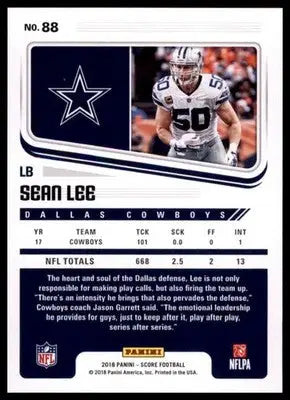 2018 Score Base Sean Lee Dallas Cowboys 88 - Football Card Single