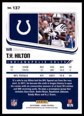 2018 Score Base T.Y. Hilton Indianapolis Colts 137 - Football Card Single