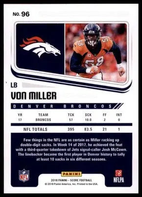 2018 Score Base Von Miller Denver Broncos 96 - Football Card Single
