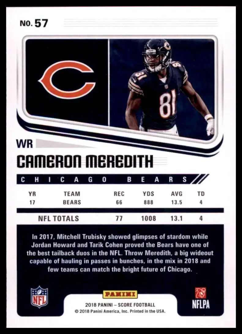 2018 Score - Cameron Meredith #57 - Football Card Single