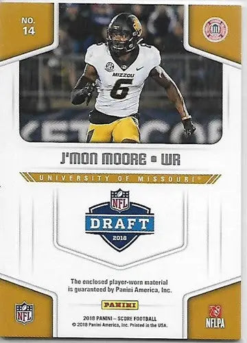 2018 Score Collegiate Jerseys #14 J’Mon Moore NM-MT MEM ID:15007 - Football Card Single