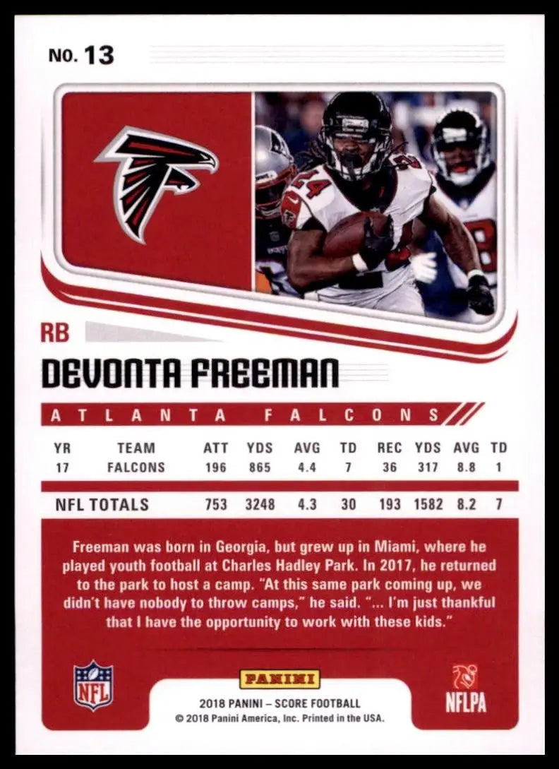 2018 Score - Devonta Freeman #13 - Football Card Single