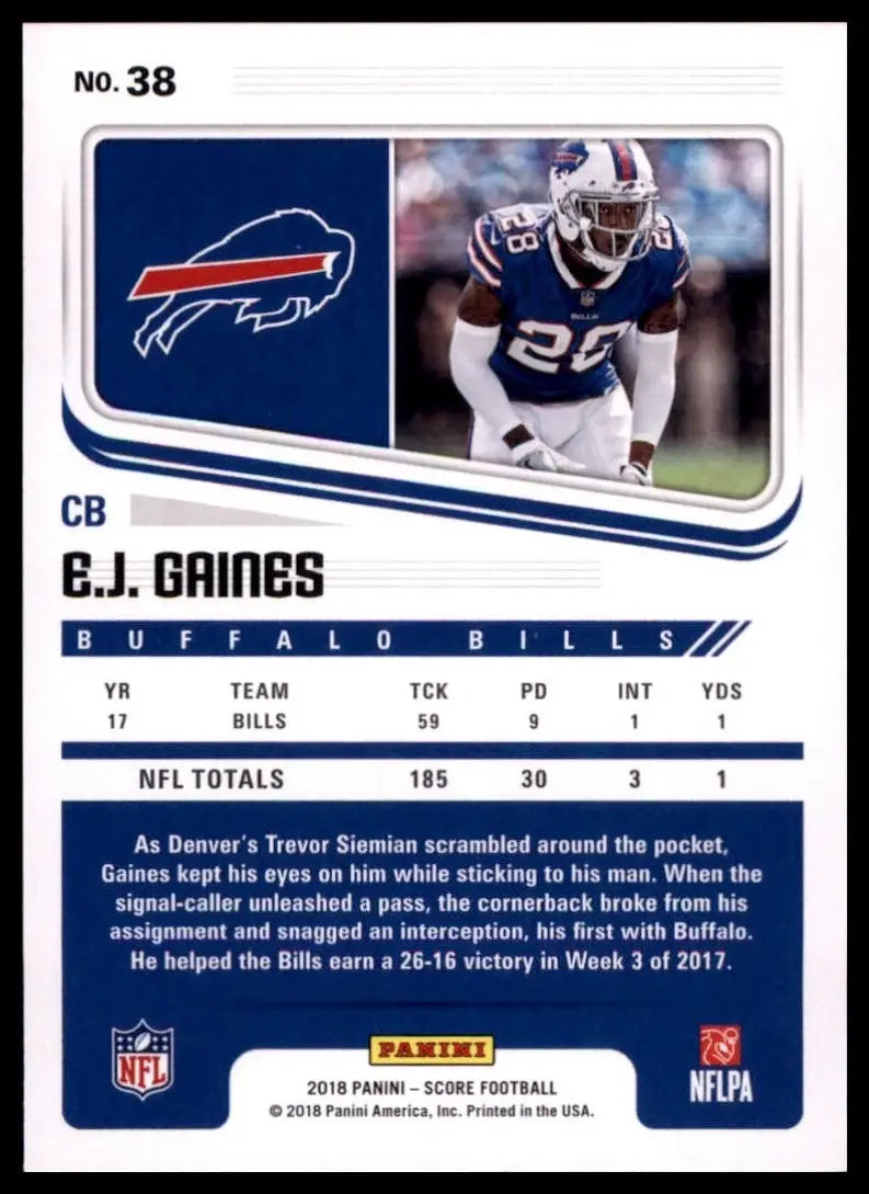 2018 Score - E.J. Gaines #38 - Football Card Single