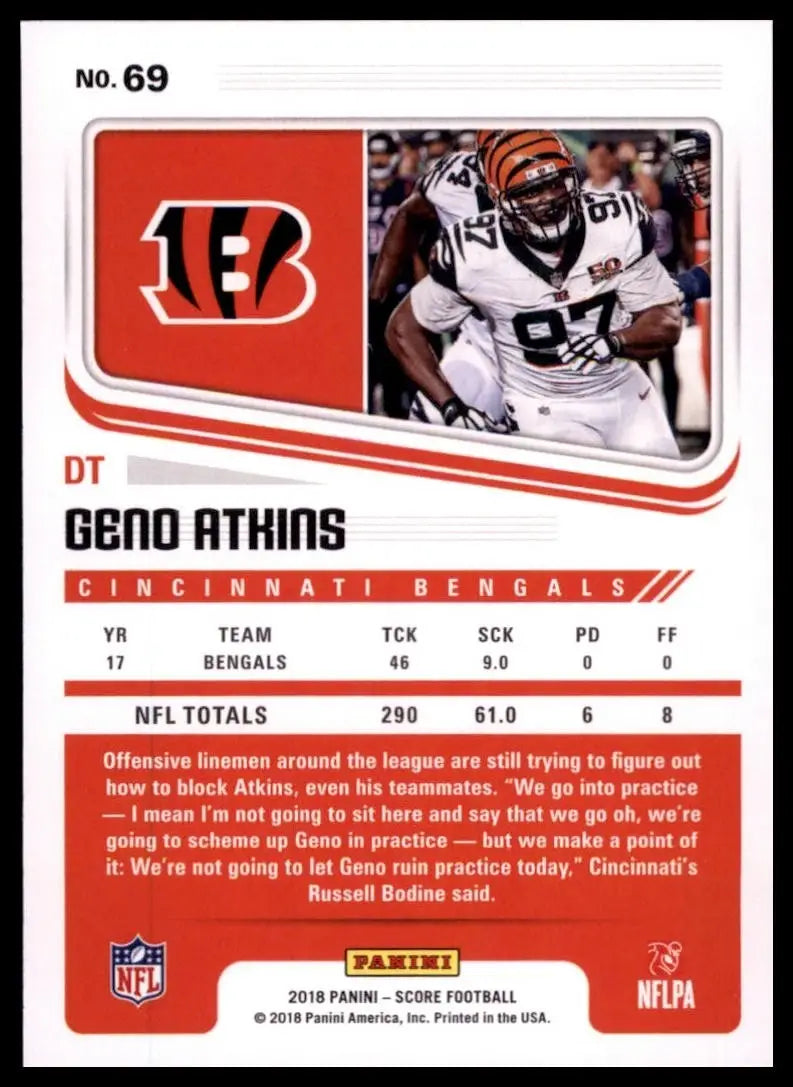2018 Score - Geno Atkins #69 - Football Card Single
