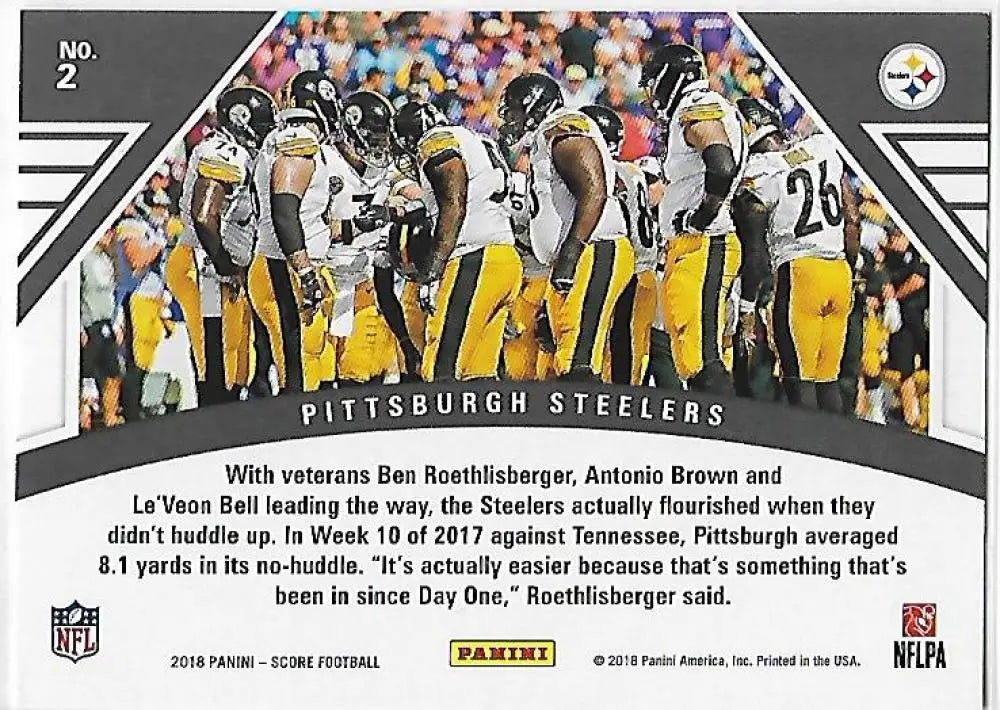 2018 Score Huddle Up #2 NM-MT Steelers ID:15014 - Football Card Single