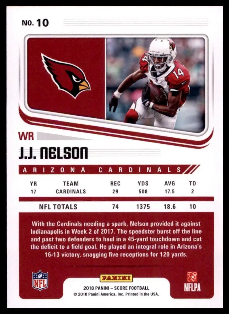 2018 Score - J.J. Nelson #10 - Football Card Single