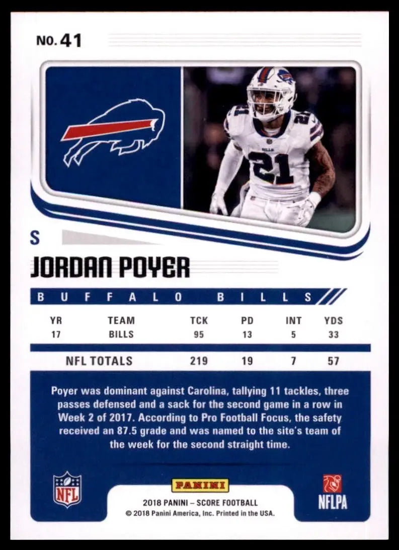 2018 Score - Jordan Poyer #41 - Football Card Single