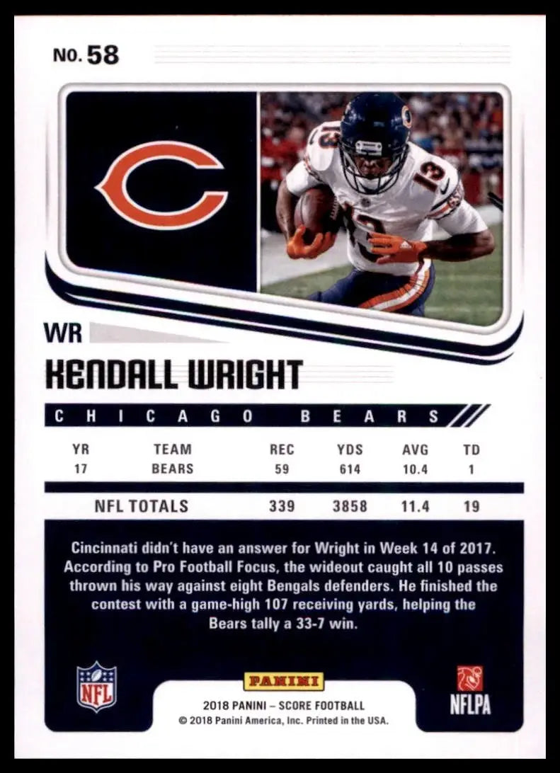 2018 Score - Kendall Wright #58 - Football Card Single