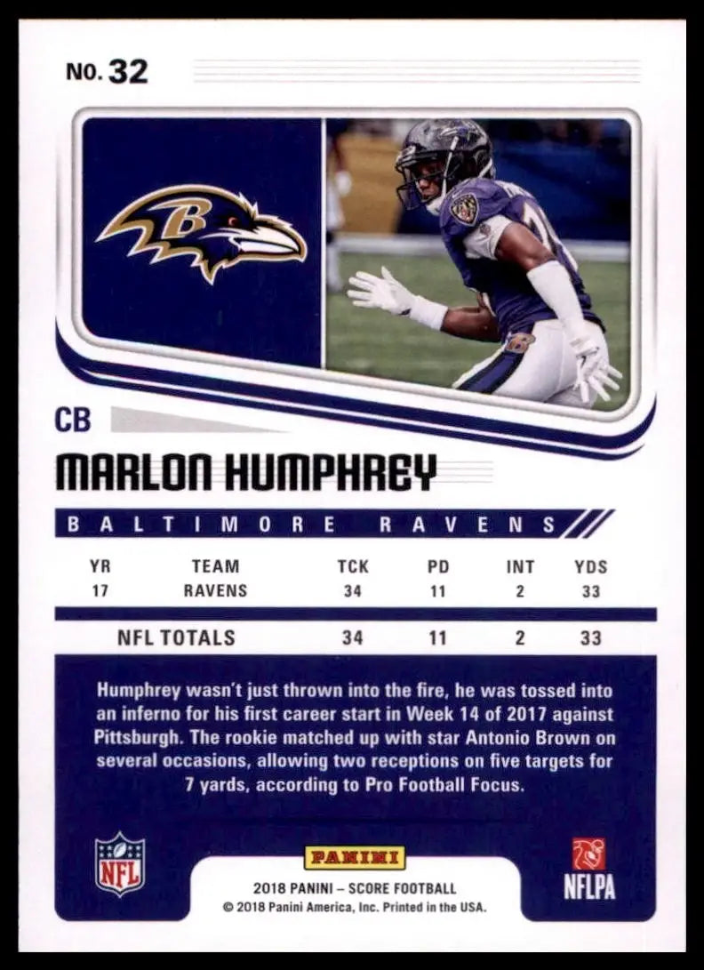 2018 Score - Marlon Humphrey #32 - Football Card Single