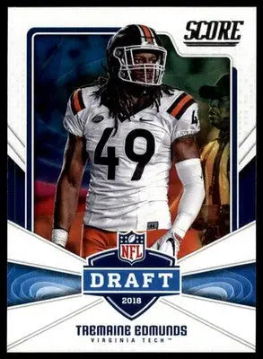 2018 Score - NFL Draft Base Tremaine Edmunds Virginia Tech Hokies 16 Rookie - Football Card Single