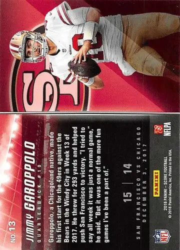 2018 Score Scoreboard #13 Jimmy Garoppolo NM-MT 49ers - Football Card Single