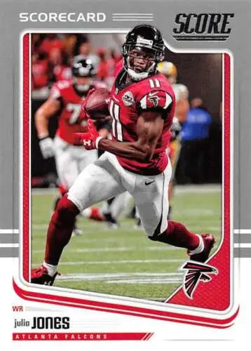 Julio Jones football card from 2018 Score Scorecard with original gloss and Falcons