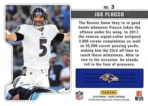 Original gloss Joe Flacco football card from 2018 Score Signal Callers Ravens series