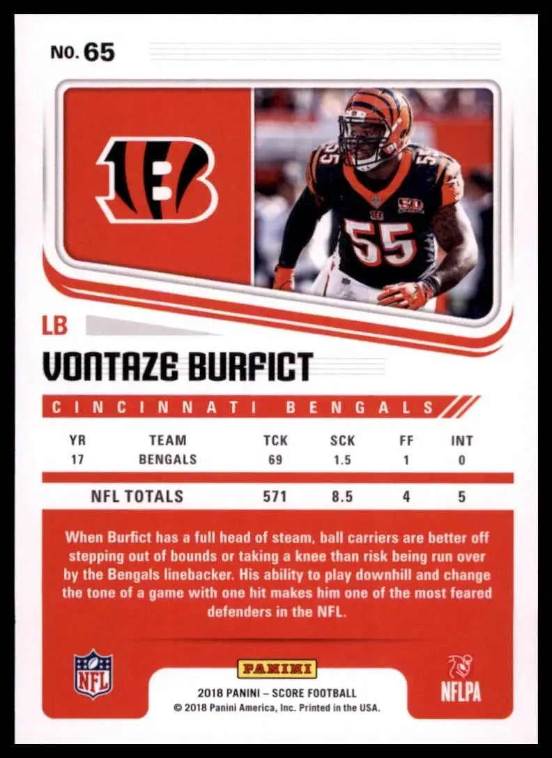 2018 Score - Vontaze Burfict #65 - Football Card Single