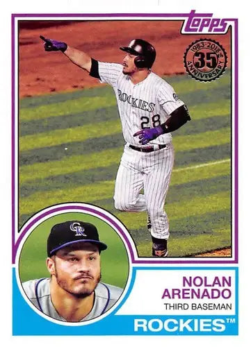 Original gloss Nolan Arenado baseball card from 2018 Topps 1983 Topps series