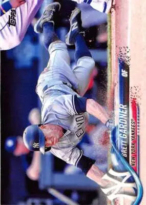 Original gloss Baseball card featuring Brett Gardner from 2018 Topps #204 NM-MT Yankees