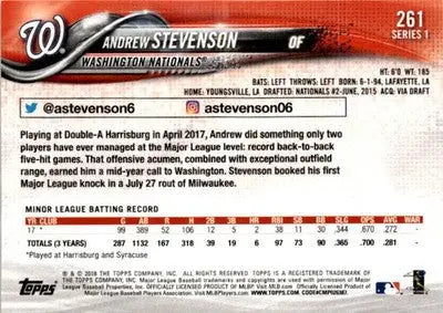 2018 Topps #261 Andrew Stevenson - Baseball Card Single