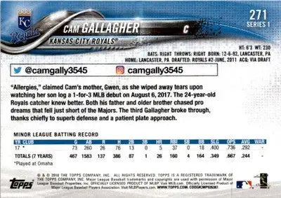 2018 Topps #271 Cam Gallagher - Baseball Card Single
