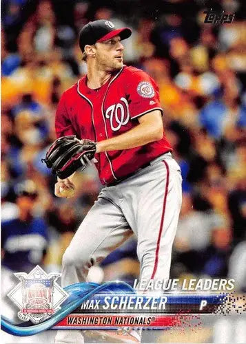 Original gloss baseball trading card of Max Scherzer NM-MT from 2018 Topps Nationals