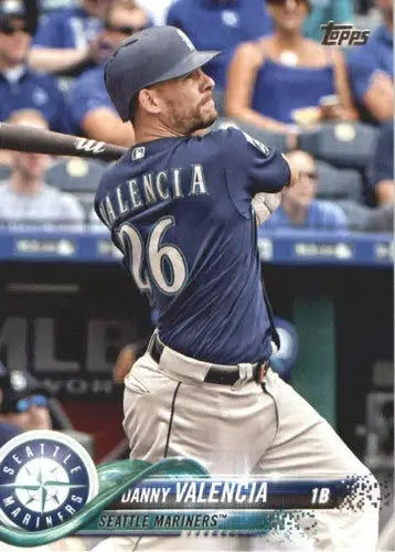 Danny Valencia baseball card featuring original gloss, 2018 Topps NM-MT Mariners