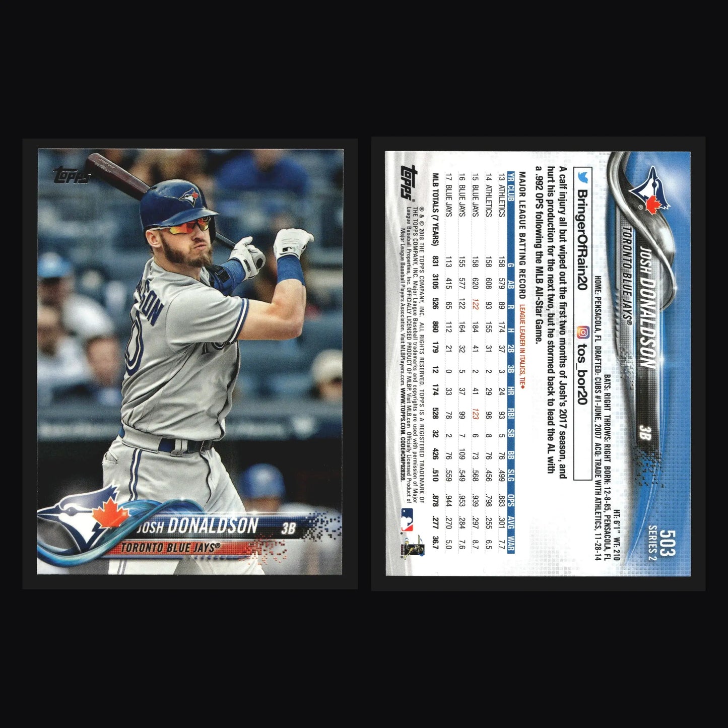 2018 Topps #503 Josh Donaldson Toronto Blue Jays