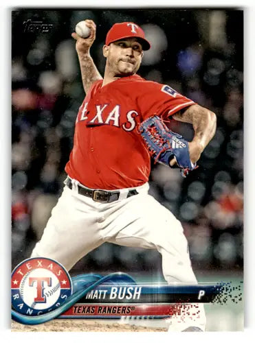 Matt Bush baseball card 2018 Topps #523 with original gloss featuring Rangers ID:63999