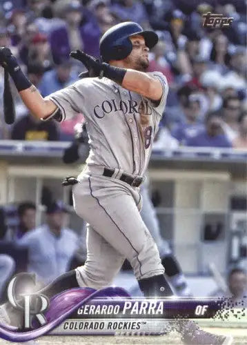 Original gloss Gerardo Parra baseball card 2018 Topps NM-MT Rockies ID 59090