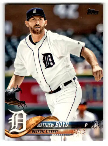 Original gloss Matthew Boyd baseball card from 2018 Topps #627 featuring Tigers ID 64004