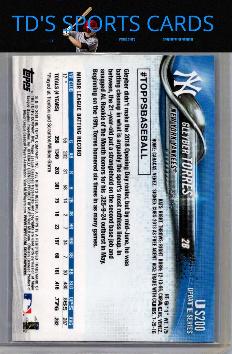 Gleyber Torres baseball card 2018 Topps #699b All-Star Game Factory Set Variation