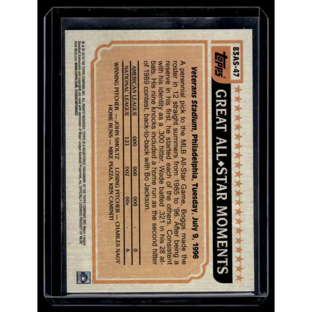 2018 Topps #83AS-47 Wade Boggs NM-MT Boston Red Sox Baseball Card - Baseball Card Single