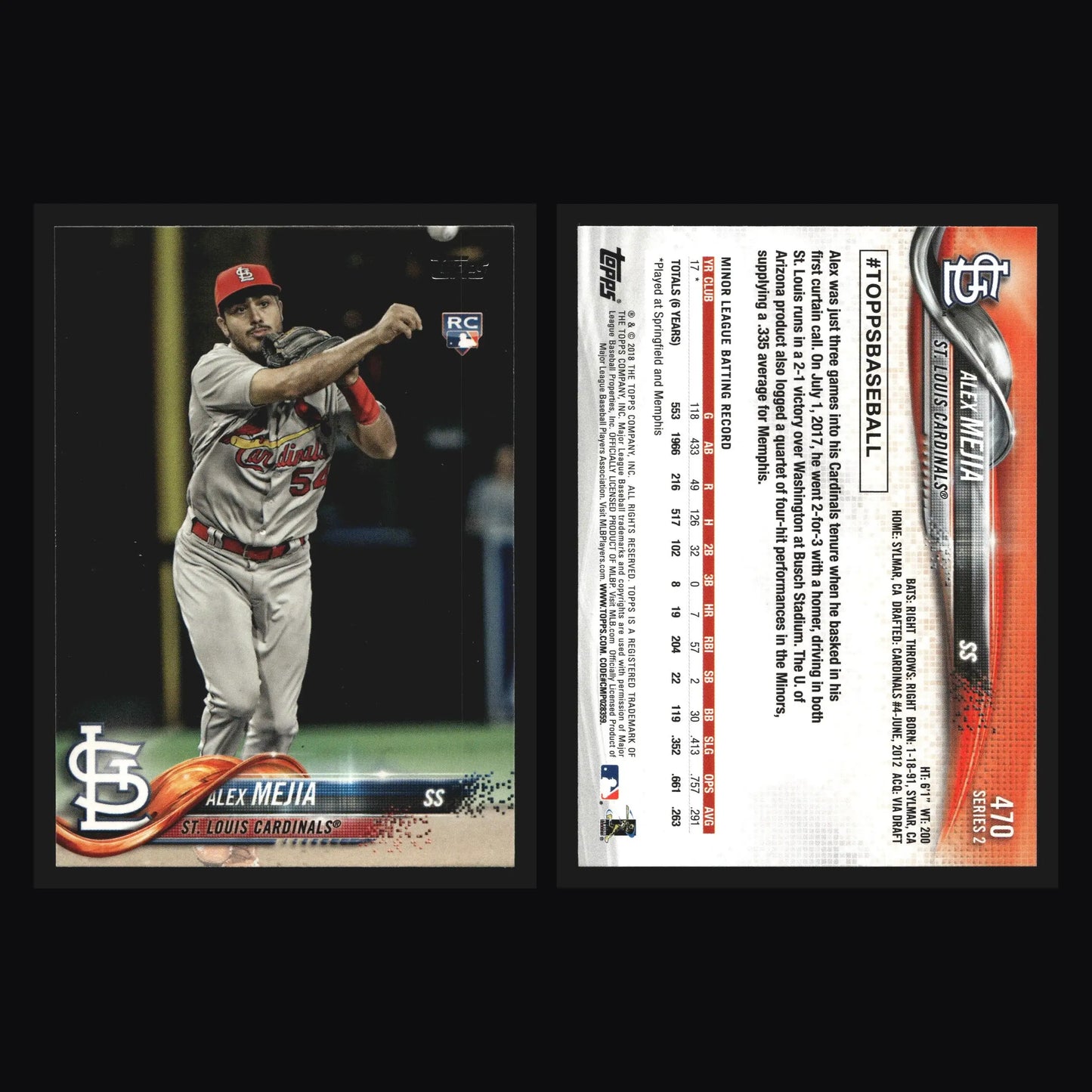 2018 Topps Alex Mejia #470 RC St. Louis Cardinals - Baseball Card Single