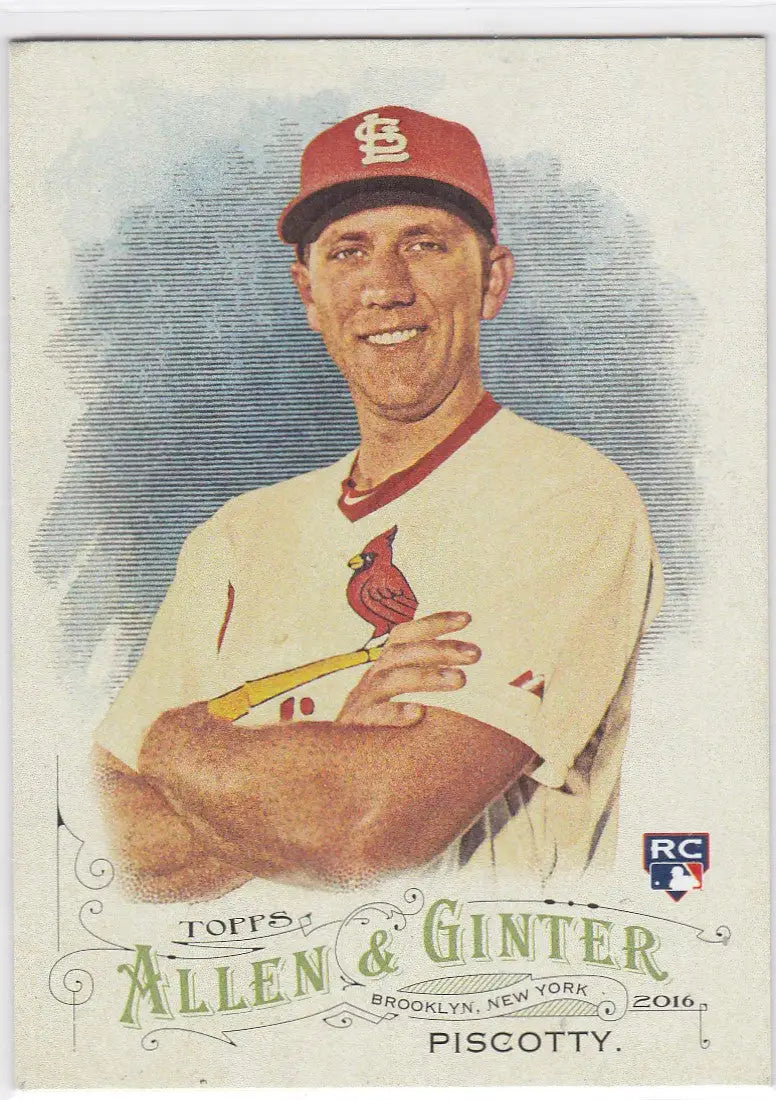 Baseball card of Stephen Piscotty from Topps Allen & Ginter, St. Louis Cardinals home uniform