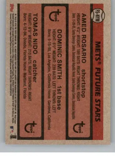 2018 Topps Archives 1981 Topps Future Stars Trios #FS-NYM Dominic Smith ID:16508 - Baseball Card Single