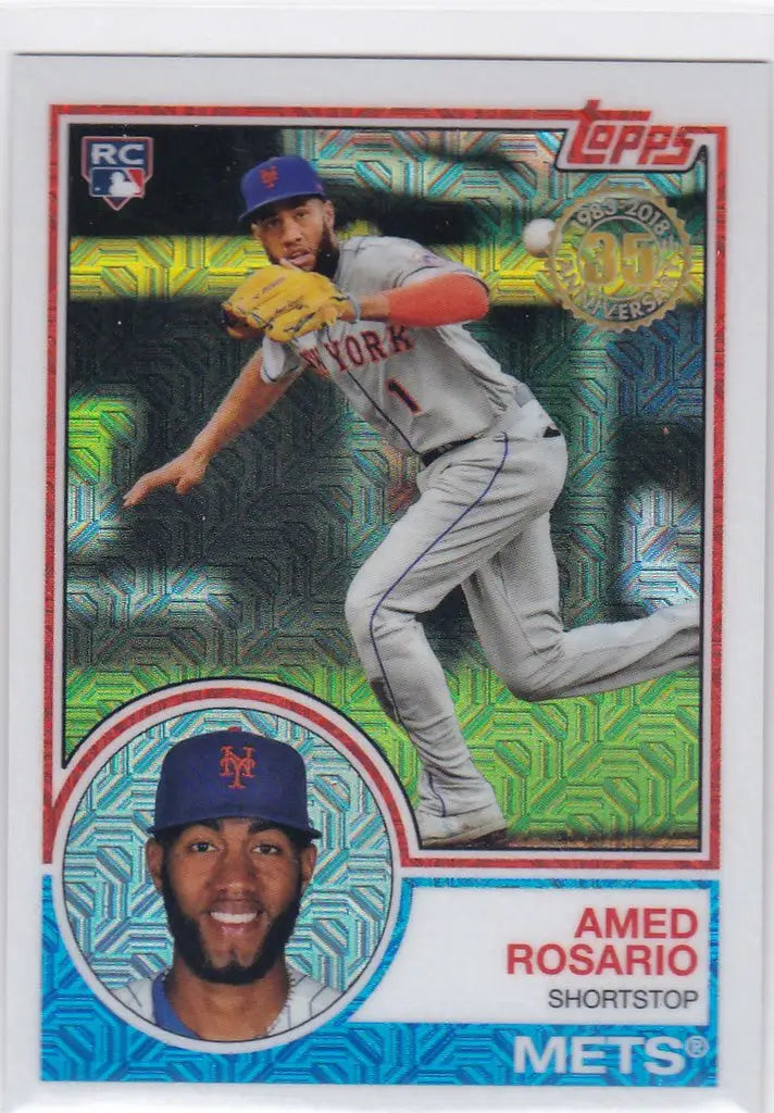 Amed Rosario RC Rookie baseball card from 2018 Topps Baseball Silver Pack