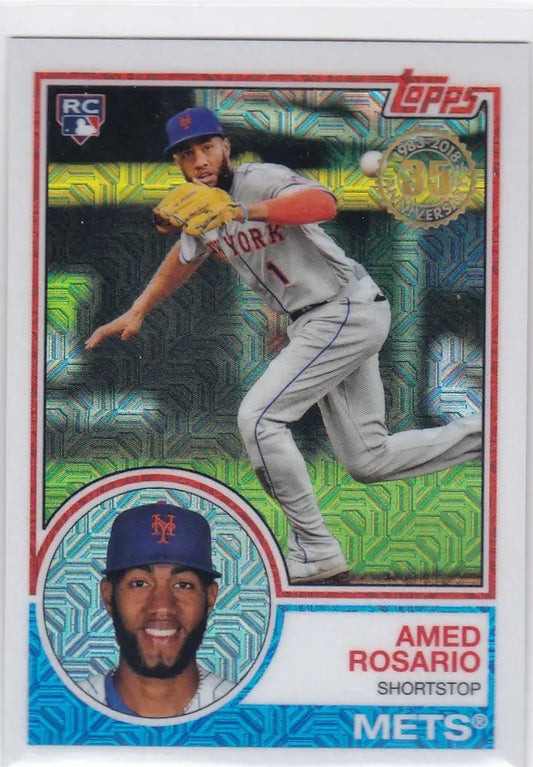 Amed Rosario RC Rookie baseball card from 2018 Topps Baseball Silver Pack