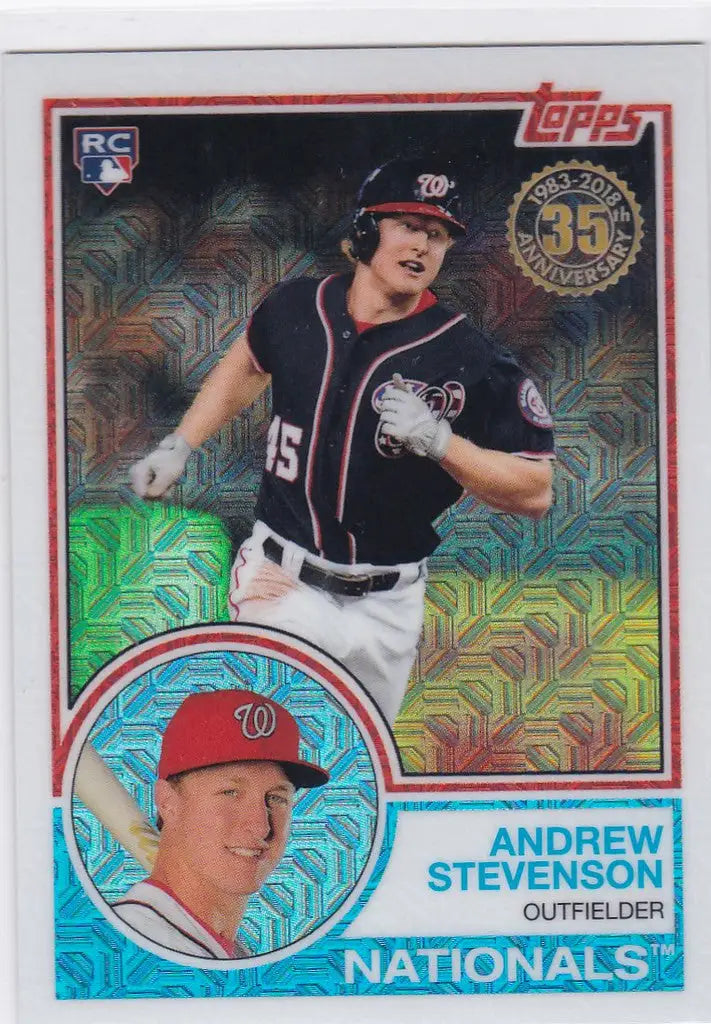 Baseball card of Andrew Stevenson from 2018 Topps Baseball Silver Pack Washington Nationals