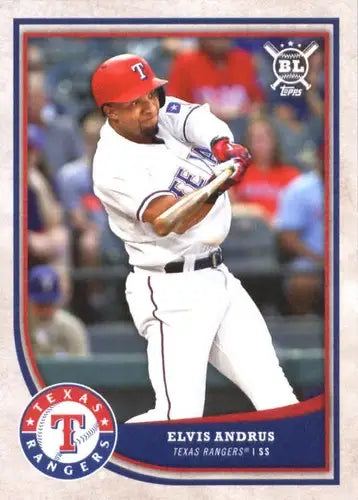 Original gloss of Elvis Andrus baseball card from 2018 Topps Big League Rangers