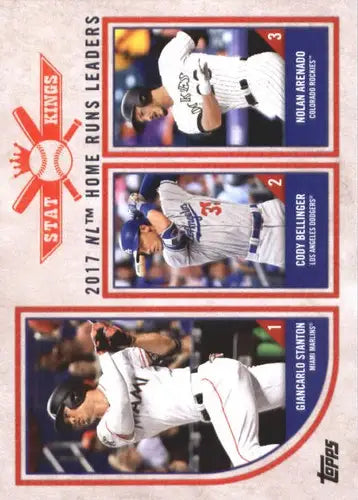 2017 NL home run leaders baseball card featuring Giancarlo Stanton Nolan Arenado Cody Bellinger