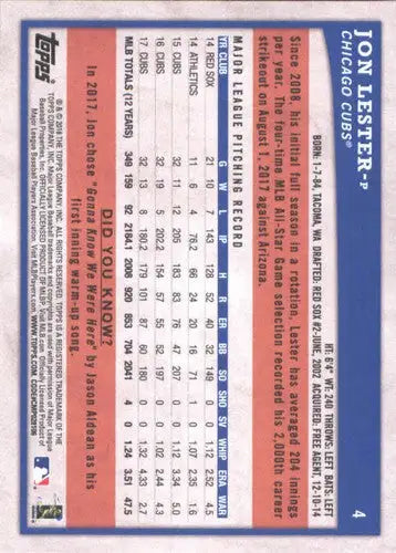 2018 Topps Big League baseball card featuring Jon Lester with original gloss and simply Sandoval